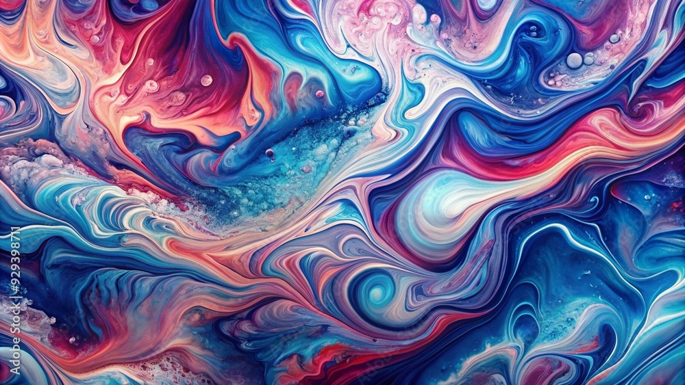 Obraz premium Abstract fluid art background, marbled patterns in vibrant blues and pinks, dynamic and artistic
