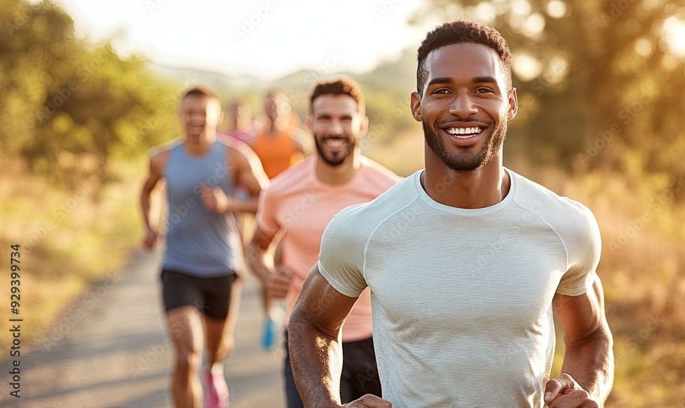Group of People Working Out Together Outdoors in Midday Sunlight: Bright and Smiling Group of People Working Out Together Outdoors in Midday Sunlight: Bright and Smiling
