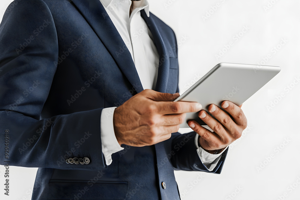 Business Professional Using Tablet isolated on white background Business Professional Using Tablet isolated on white background