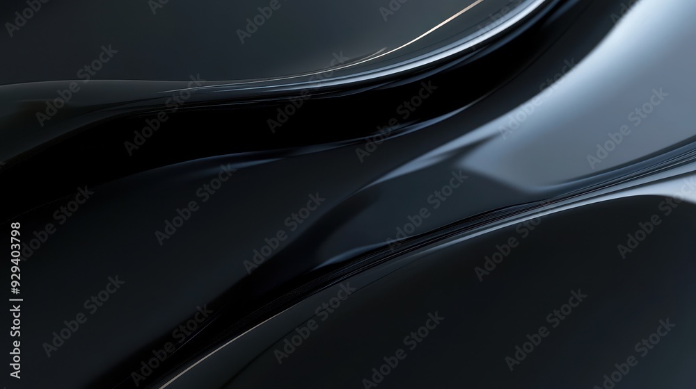Obraz premium A smooth, flowing abstract design with a glossy black surface.