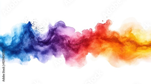 abstract watercolor design vibrant rainbowhued circular splash on pristine white background showcasing fluid color blending and artistic expression