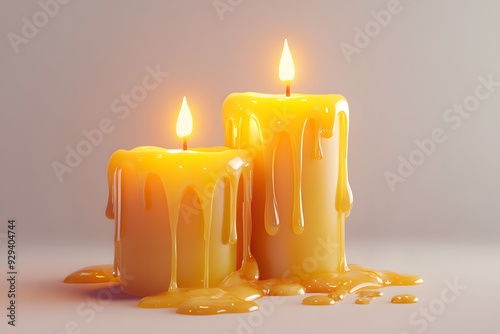 Candles with Dripping Wax isolated on white background