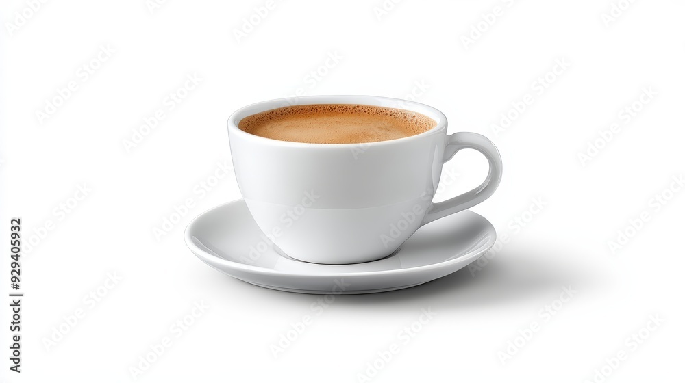 Espresso In White Saucer, Isolated On White Background, Suitable For Coffee Shop Branding Or Beverage Advertisements . Generative ai Espresso In White Saucer, Isolated On White Background, Suitable For Coffee Shop Branding Or Beverage Advertisements . Generative ai