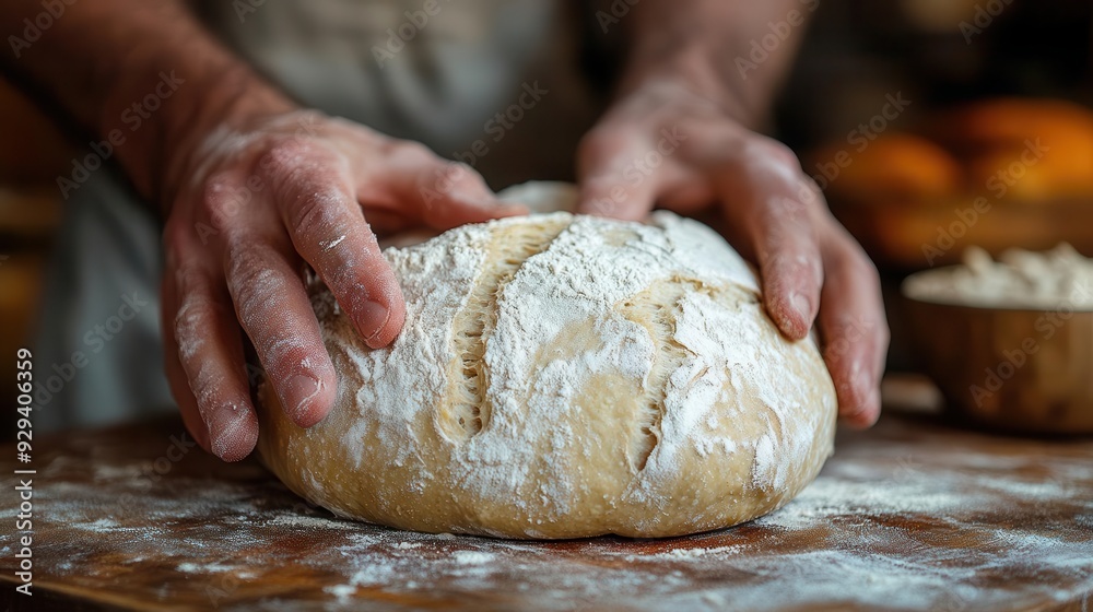 artisanal bakers flourdusted hands skillfully kneading rustic bread dough on weathered wooden surface soft natural light highlighting textures and craftsmanship artisanal bakers flourdusted hands skillfully kneading rustic bread dough on weathered wooden surface soft natural light highlighting textures and craftsmanship