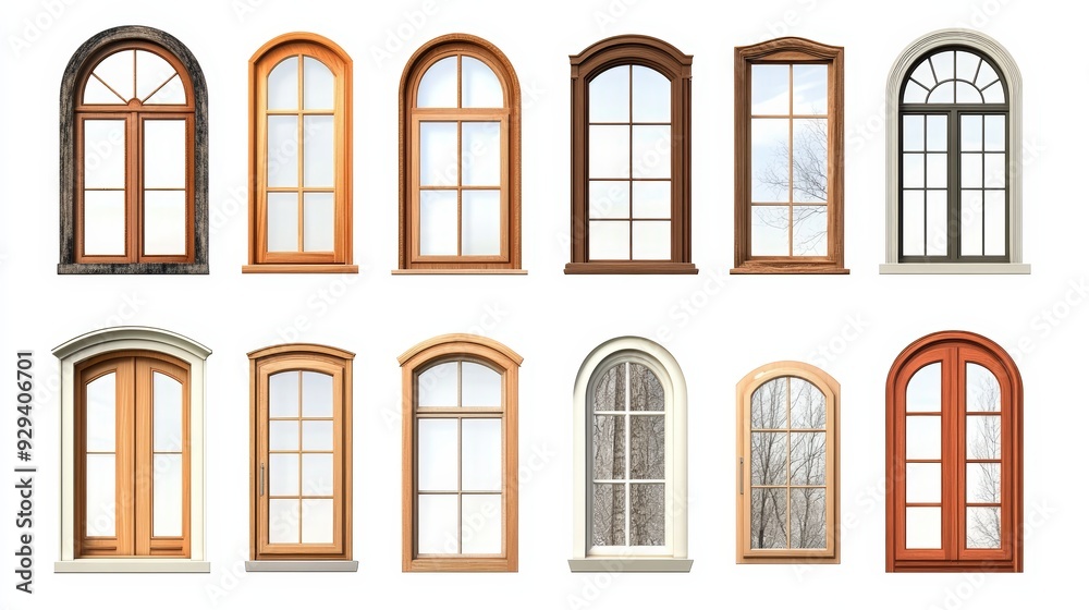 Obraz premium Window Design Set, Isolated On White Background, Ideal For Home Improvement And Architectural Projects. . Generative ai