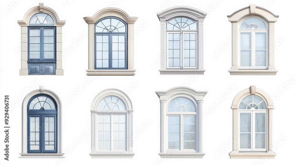 Obraz premium Window Design Set, Isolated On White Background, Ideal For Home Improvement And Architectural Projects. . Generative ai