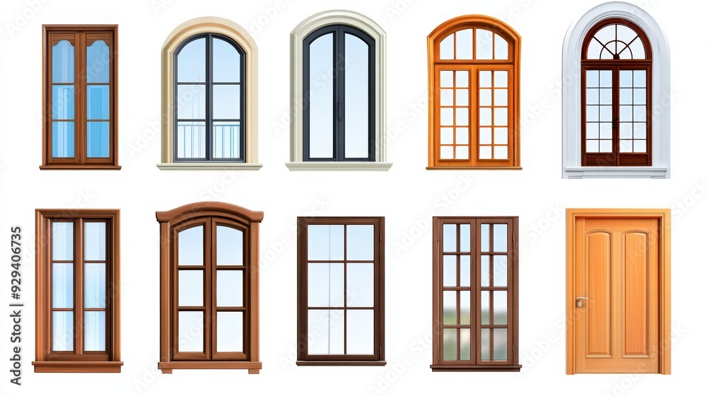 Obraz premium Window Design Set, Isolated On White Background, Ideal For Home Improvement And Architectural Projects. . Generative ai