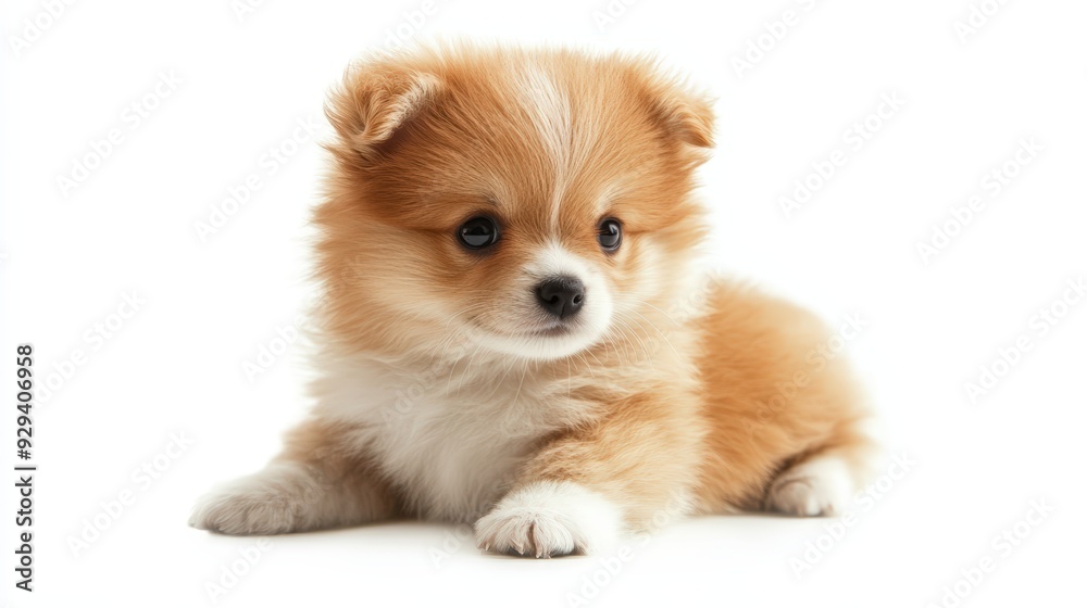 Cute Fluffy Puppy, Isolated On White Background, Perfect For Pet-Themed Projects And Promotions. . Generative ai Cute Fluffy Puppy, Isolated On White Background, Perfect For Pet-Themed Projects And Promotions. . Generative ai