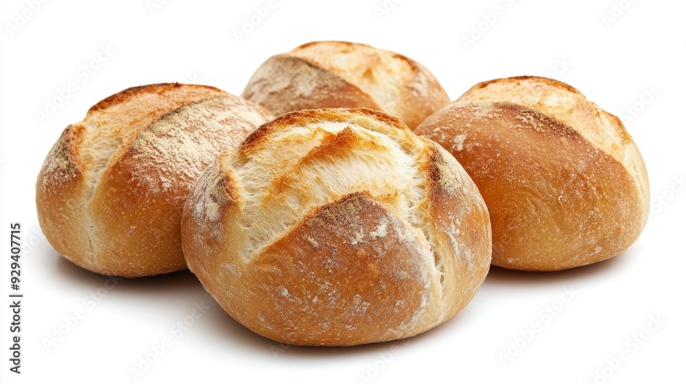 Artisan Bread Rolls, Isolated On White Background, Perfect For Bakery And Culinary Ads. . Generative ai