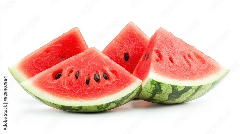 Watermelon Slices, Isolated On White Background, Perfect For Fresh Produce And Summer-Themed Designs. . Generative ai Watermelon Slices, Isolated On White Background, Perfect For Fresh Produce And Summer-Themed Designs. . Generative ai