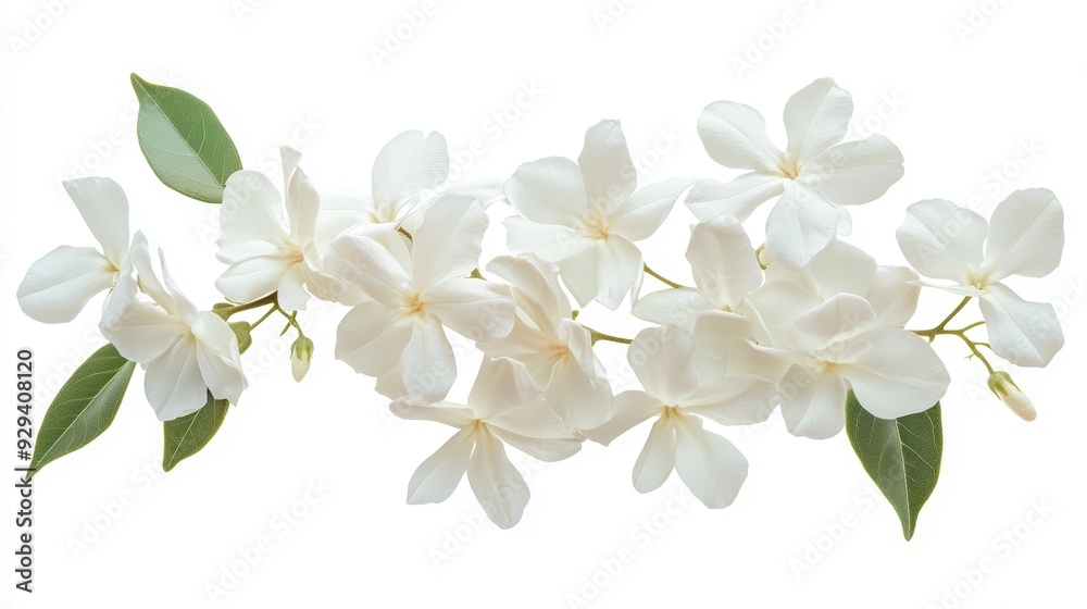 White Jasmine Flowers, Isolated On White Background, Ideal For Fragrance And Floral Products Promotions . Generative ai