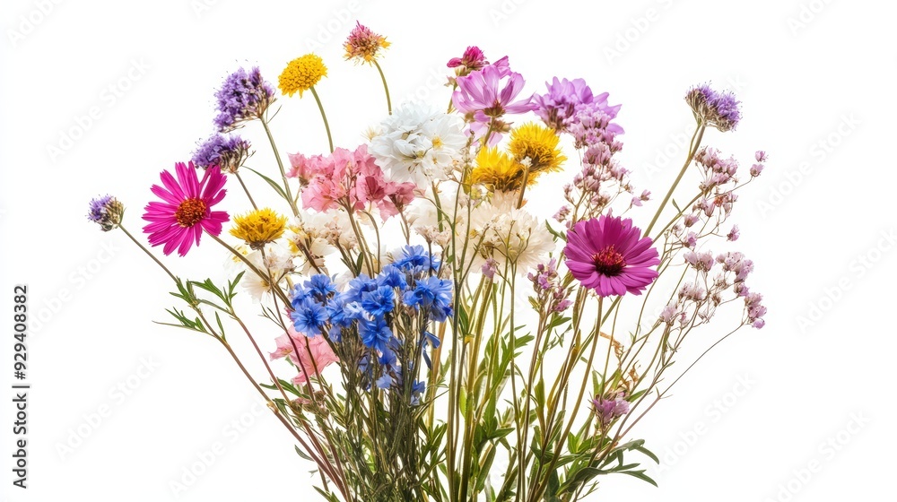 Wildflower Bouquet In Various Colors, Isolated On White Background, Suitable For Floral And Nature-Themed Designs . Generative ai Wildflower Bouquet In Various Colors, Isolated On White Background, Suitable For Floral And Nature-Themed Designs . Generative ai