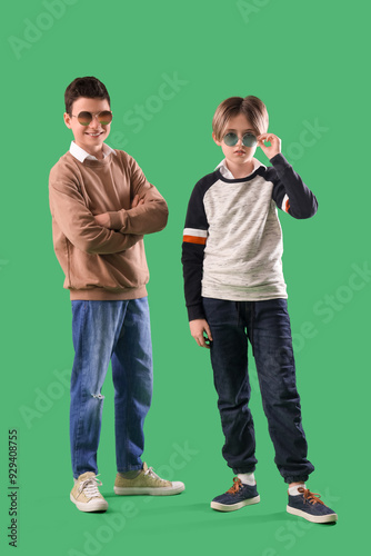 Happy brothers in sunglasse...