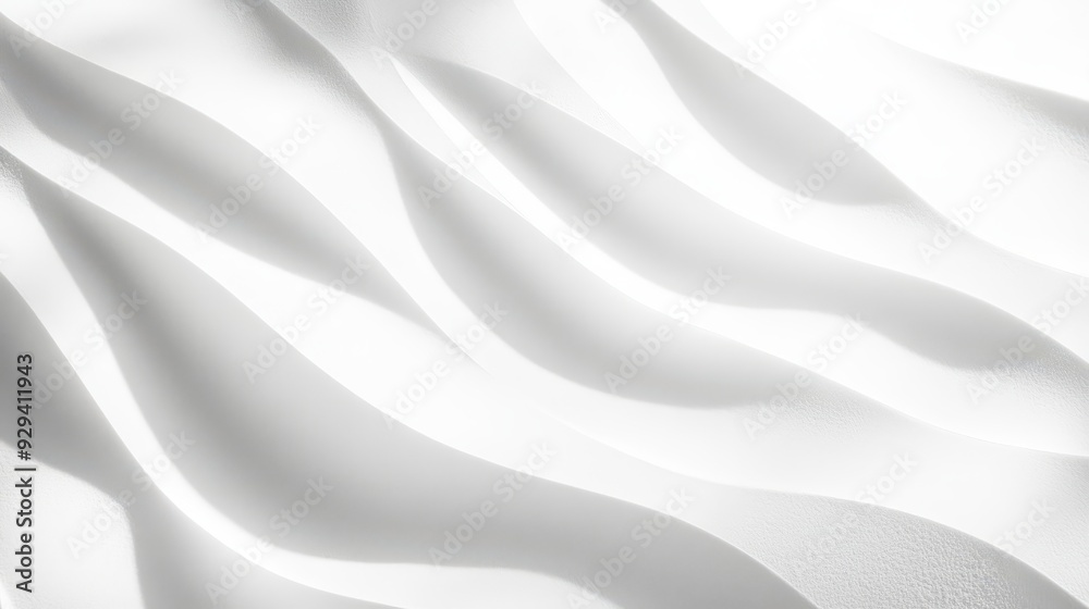 A smooth, wavy white surface creating a serene and modern aesthetic. A smooth, wavy white surface creating a serene and modern aesthetic.