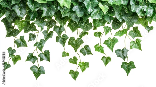 Green leaves Javanese treebine or Grape ivy Cissus spp jungle vine hanging ivy plant bush isolated on white background with clipping path : Generative AI photo