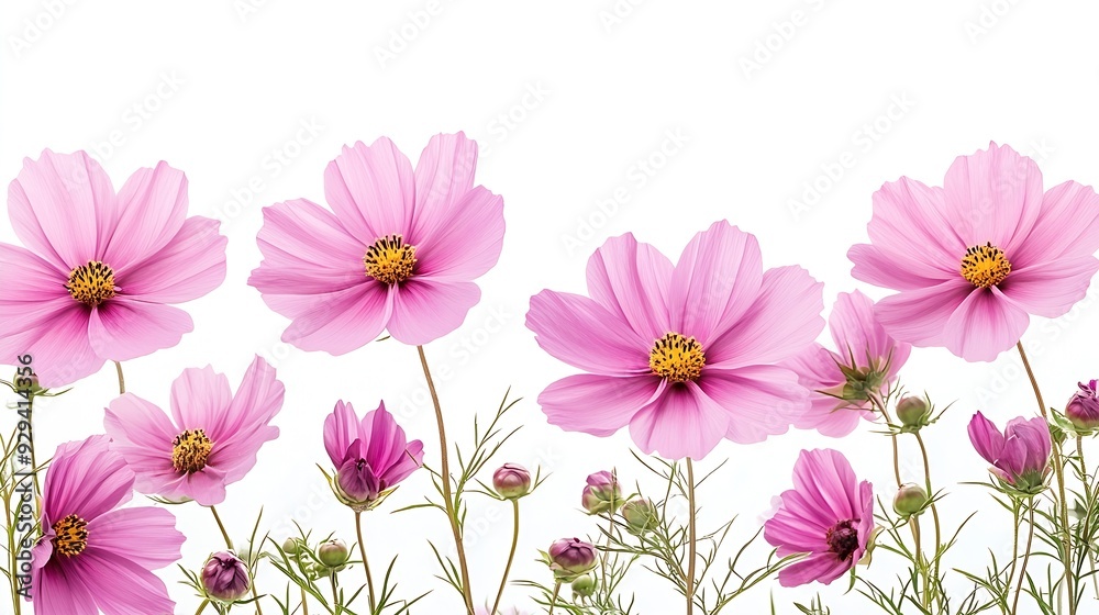 Obraz premium Pink cosmos flowers in a floral arrangements isolated on white background : Generative AI