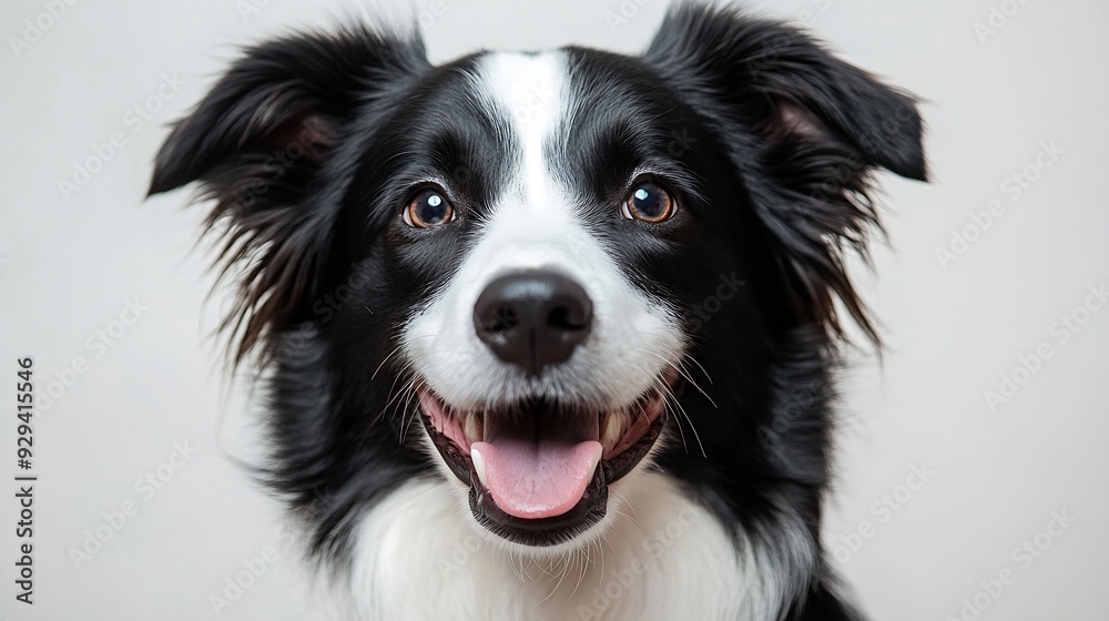 Fototapeta premium Studio portrait of a cute Border Collie dogisolated on a white background : Generative AI