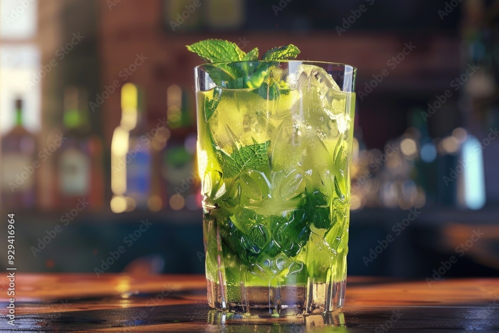 Refreshing cocktail made with lime, mint, and rum Refreshing cocktail made with lime, mint, and rum