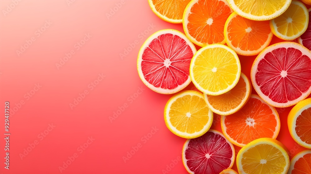 Minimalist composition of berry citrus punch, geometric fruit slices, flat lay, pop art style, bold contrasts, sharp lines. Minimalist composition of berry citrus punch, geometric fruit slices, flat lay, pop art style, bold contrasts, sharp lines.