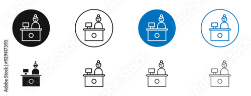 Reception vector icon in black and blue colors