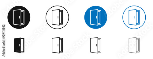 Door vector icon in black and blue colors