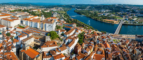 Aerial view of Coimbra, a riverfront city in central Portugal and the country’s former capital, is home to a preserved medieval old town