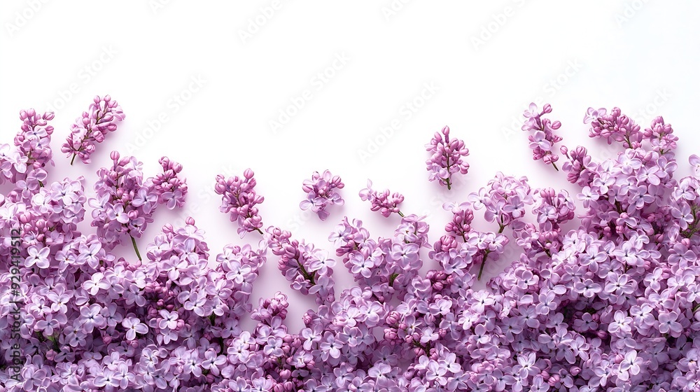 Lilac flowers Isolated on white background Floristic border or banner Floral of spring delicate lilac flowers : Generative AI Lilac flowers Isolated on white background Floristic border or banner Floral of spring delicate lilac flowers : Generative AI