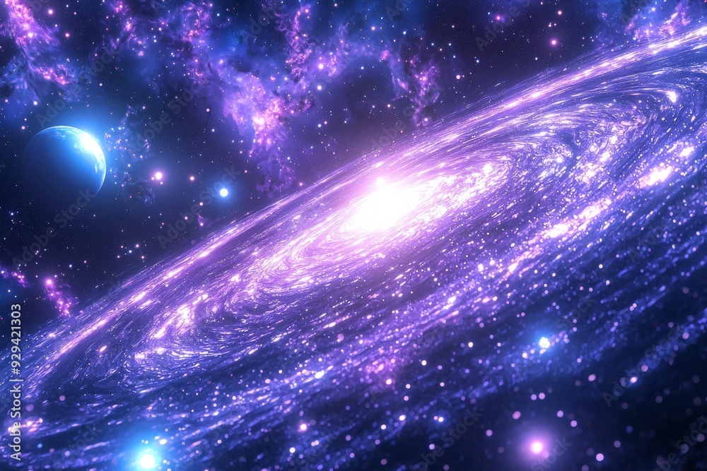 Fototapeta premium Space cosmic illustration with planets scene created with Generative AI