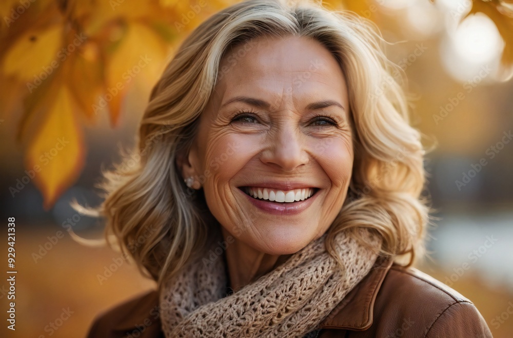 Portrait of Happy Senior Woman in Autumn, Smiling with Happiness in Fall Leaves Portrait of Happy Senior Woman in Autumn, Smiling with Happiness in Fall Leaves