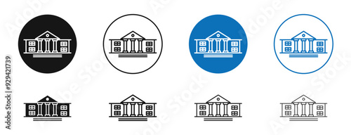 Institute vector icon in black and blue colors