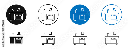 kitchen Cabinet vector icon in black and blue colors