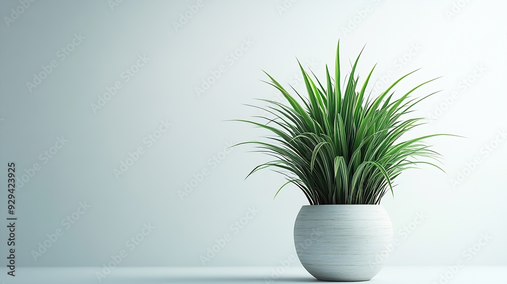 A potted plant with long leaves in the white background : Generative AI A potted plant with long leaves in the white background : Generative AI