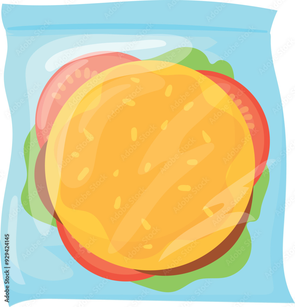 Burger plastic bag. Takeaway lunch color icon Burger plastic bag. Takeaway lunch color icon