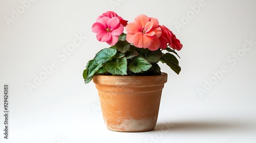 Wallpaper Mural Begonia flower in terracotta pot isolated on white : Generative AI Torontodigital.ca