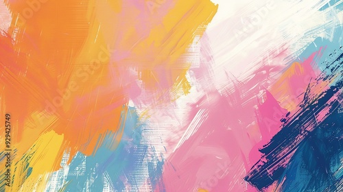 A vibrant abstract art piece featuring bold brush strokes in various colors.