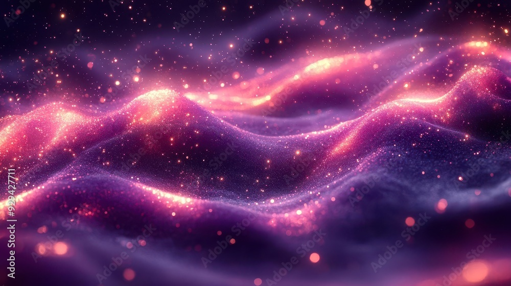 ethereal purple dreamscape with swirling mists and floating luminescent particles soft focus depth illusion and subtle color gradients create mesmerizing atmosphere