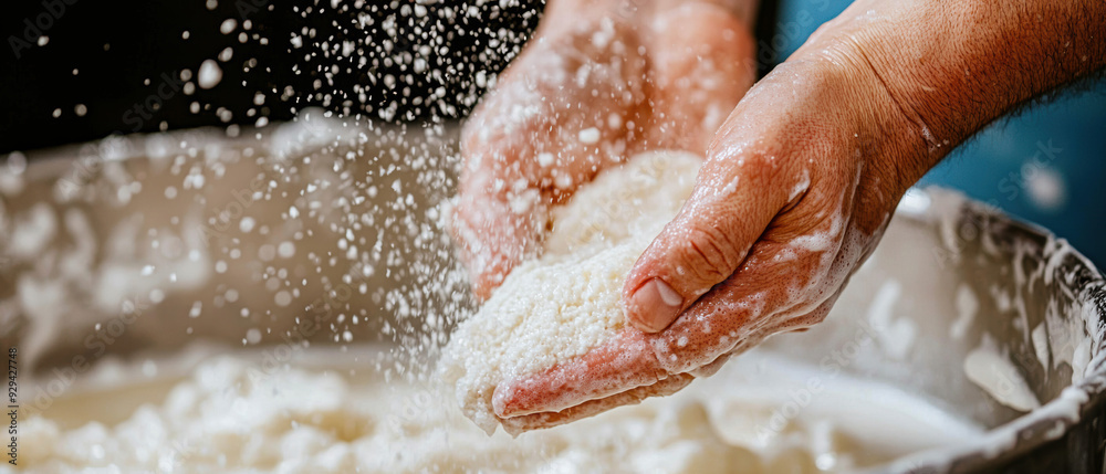 Fototapeta premium Organic soapmaking process, natural ingredients being mixed