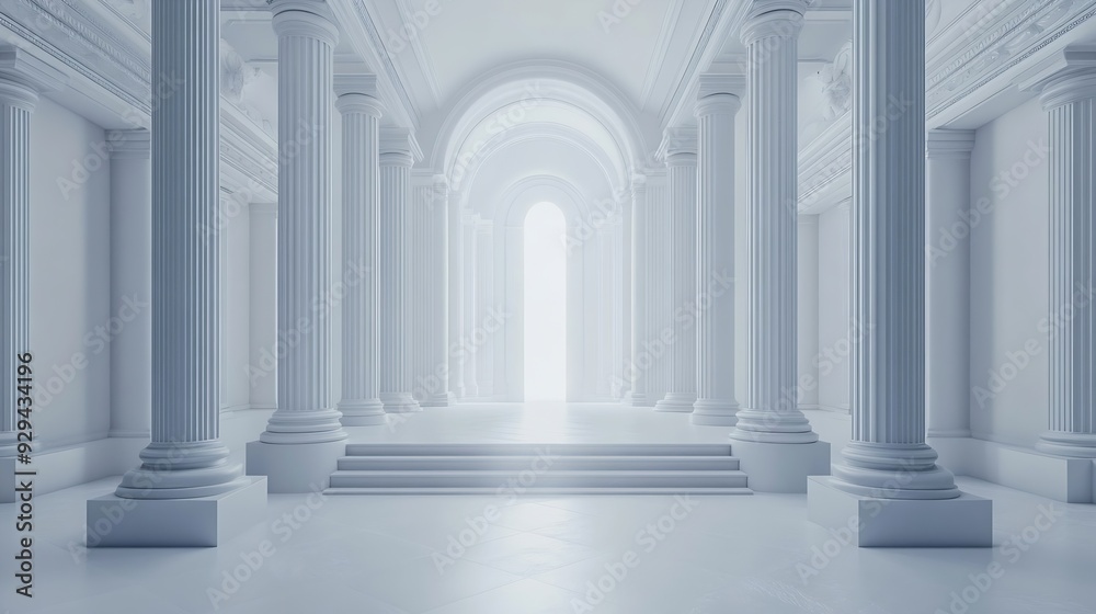 3d Simple white elegant symmetrical background product display : Generative AI