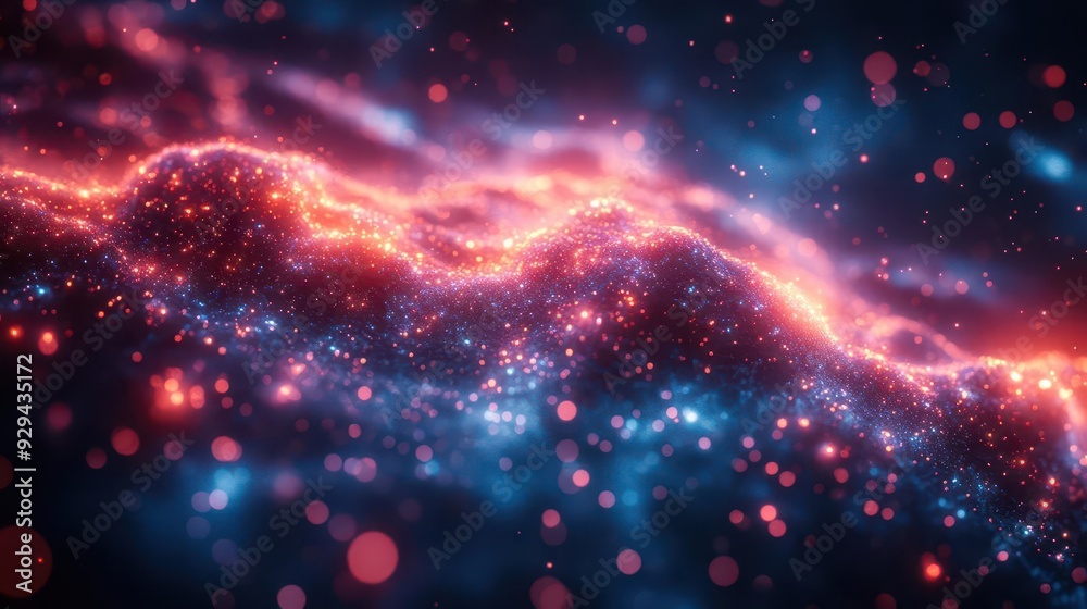 glowing quantum entanglement visualization intricate network of subatomic particles in vibrant blues and purples against deep space background glowing quantum entanglement visualization intricate network of subatomic particles in vibrant blues and purples against deep space background