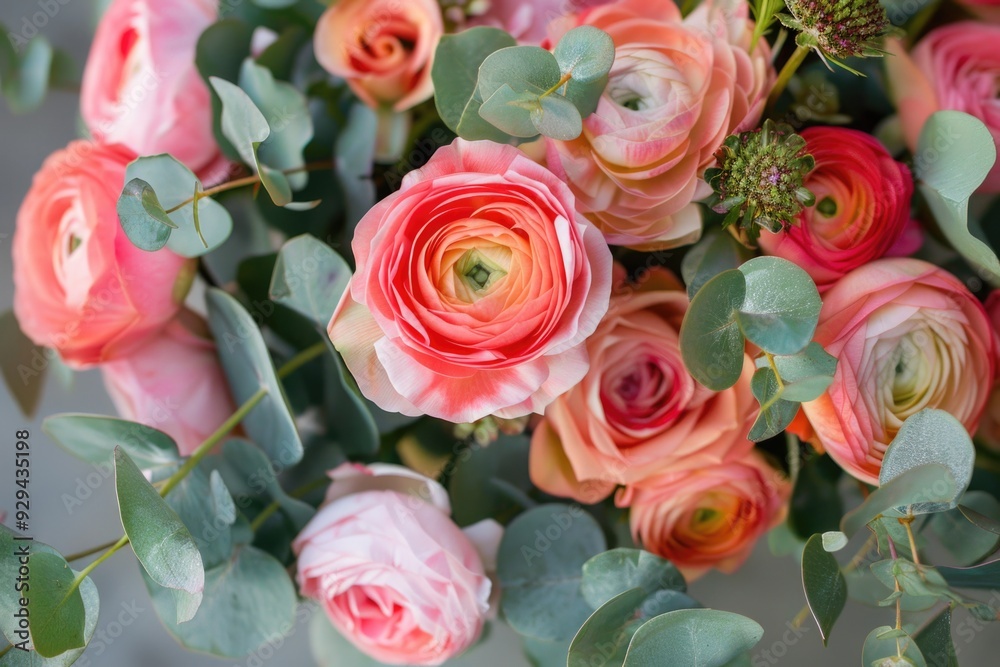 A detailed view of a colorful bouquet of fresh flowers A detailed view of a colorful bouquet of fresh flowers