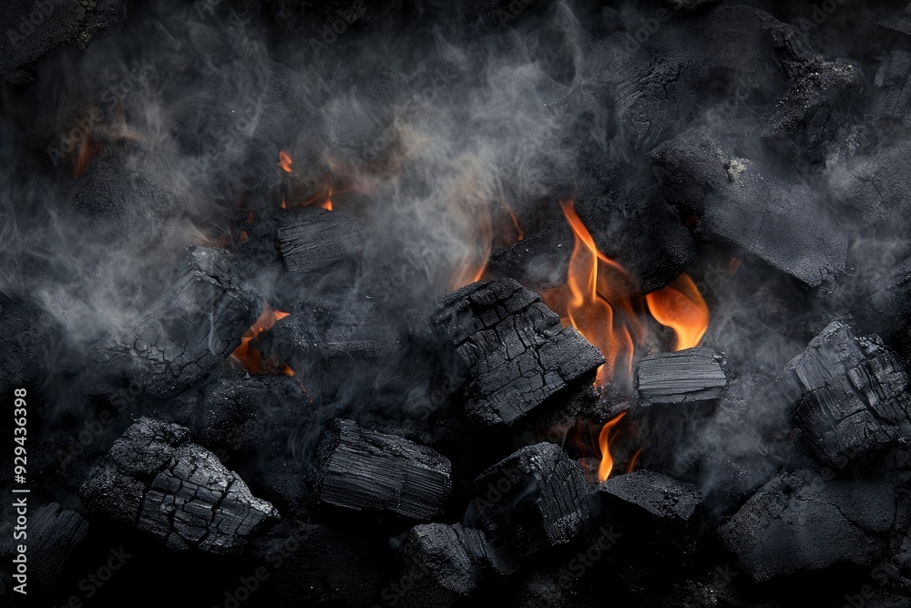 Charcoal For Barbecue Background With Flames, ai Charcoal For Barbecue Background With Flames, ai