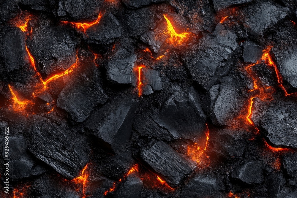 Charcoal For Barbecue Background With Flames, ai