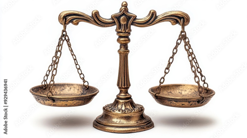 iconic scales of justice in gleaming metallic finish perfectly balanced and isolated on a pure white background symbolizing law and equity iconic scales of justice in gleaming metallic finish perfectly balanced and isolated on a pure white background symbolizing law and equity