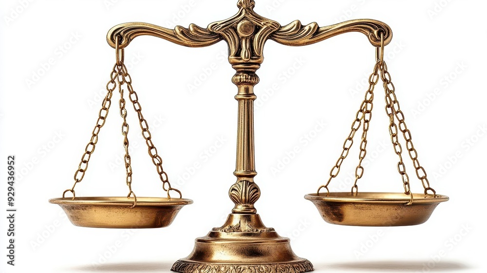 iconic scales of justice in gleaming metallic finish perfectly balanced and isolated on a pure white background symbolizing law and equity iconic scales of justice in gleaming metallic finish perfectly balanced and isolated on a pure white background symbolizing law and equity