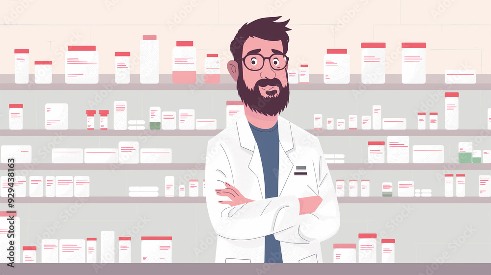 a male pharmacist in a pharmacy a male pharmacist in a pharmacy