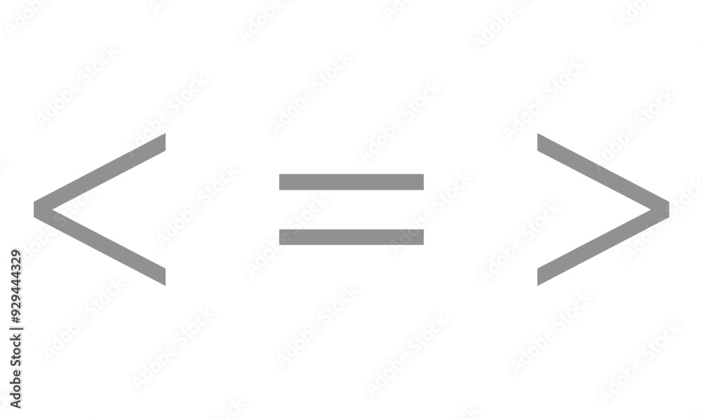 Mathematics inequality symbols. Greater than, less than and equal icon. Mathematics inequality symbols. Greater than, less than and equal icon.