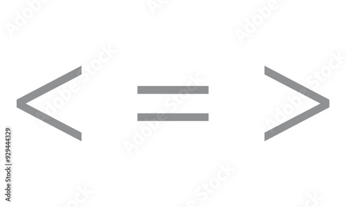 Mathematics inequality symbols. Greater than, less than and equal icon.