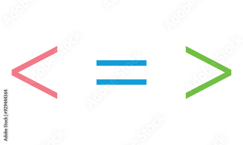 Mathematics inequality symbols. Greater than, less than and equal icon.