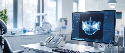 Dental X-ray Displayed on a Computer Monitor in a Dentist's Office