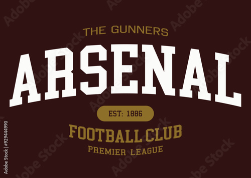 Arsenal fan art print, The gunners football club. Illustration of Arsenal Typography design Vector image